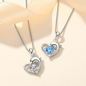 D336 luxe Ocane 925 argent Sterling bleu coeur CZ dauphin coeur collier pendentif femmes bijoux fins breloque (à l'exclusion de la chaîne) - Product Image 3