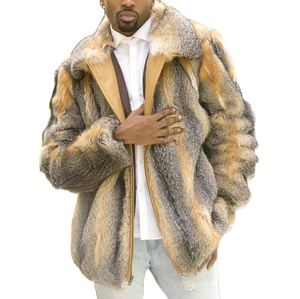 Luxury <b>Mens</b> Faux Fur Coat 2026 Warm Winter Clothing <b>Long</b> Style Mink Fur <b>Overcoat</b> Faux Fox Wool Jacket - Product Image 1
