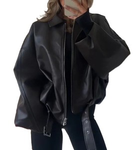 Veste en cuir véritable de qualité supérieure, élégante, vente en gros, vestes pour femmes, col rabattu personnalisé, vestes en cuir - Product Image 4