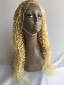 Pelucas de Cabello Humano Rubio Rizado Profundo con Encaje Transparente 13x4, Grado 12A, Remy Brasileño Peruano Camboyano, Doble Trama a Máquina - Product Image 3