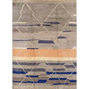 พรมขนสัตว์ถักมือสีเบจและสีน้ำตาลลายเรขาคณิต สำหรับห้องนั่งเล่น ทางเข้าห้องนอน ห้องโถง-Pae-4627 - Product Image 1