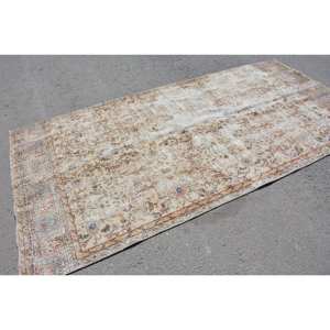 <b>Traditional</b> Beige Blue Wool <b>Rug</b> 5x10ft Vintage Turkish Patchwork Design <b>for</b> <b>Living</b> <b>Room</b> Decor <b>for</b> Teens Latex Backed - Product Image 2