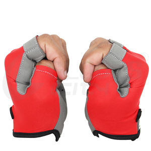 Rojo Gris Medio Dedo Antideslizante Gel Guantes al aire libre Cross Wrap GUANTES Ciudad Levantamiento de pesas Entrenamiento Gimnasio Guantes Unisex - Product Image 2