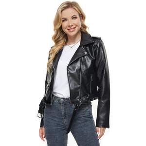 Chaqueta de Cuero Genuino para Mujer, Hecha a Medida en Pakistán, Transpirable, Tejida, de Manga Larga, de Alta Calidad para Otoño e Invierno - Product Image 3