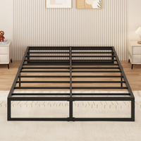 Estructura de cama de metal de tamaño completo para trabajo pesado con almacenamiento Muebles de madera dura personalizados para dormitorio del fabricante OEM