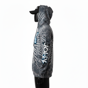 Premium <b>Men</b> <b>Tie</b> Dye Hoodie 330GSM Soft Cotton Fleece Streetwear Style Vibrant <b>Grey</b> Blue Custom Logo Screen Basics Hoodie - Product Image 2