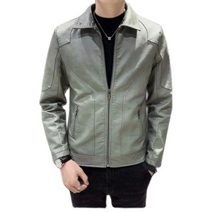 Men's New Spring Autumn Split Leather Jacket Design Slim Pocket Male Motorcycle Jacket Hot Sale Fashion Coat Canvas Fabric - Product Image 1