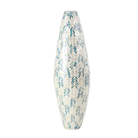 Vase en nacre blanche de luxe élégant avec accents bleus pour la maison pour le salon chambre confortable décor à la maison | Cadeau de Noël