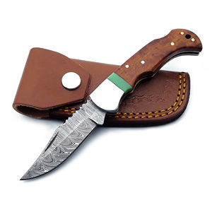 Couteau de poche pliable en acier inoxydable avec manche en bois, verrouillage, étui en cuir, lavable au lave-vaisselle, design moderne, fabrication sur mesure - Product Image 4