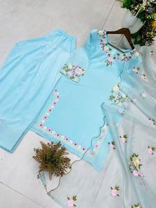 2025เสื้อผ้าลำลองสามชิ้นแบบย้อนกลับได้รับความนิยมมากที่สุดเสื้อฝรั่งเศสผู้หญิงปักลาย kurta/kurti ทุกฤดูกาลส่งออก Zain - Product Image 3