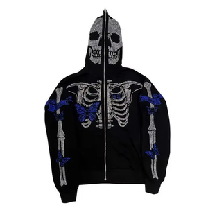 Vente en gros d'usine Sweats à capuche unis en coton polyester avec logo personnalisé Sweats à capuche surdimensionnés pour hommes avec strass - Product Image 5