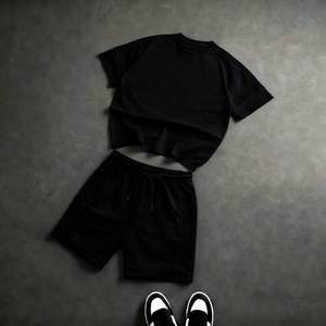 2 Piece Outfits Short Sleeve Button Down Shirt And Shorts Set Breathable Printed Summer Men's Shirt Set - Product Image 1