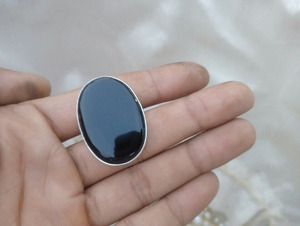 925 Sterling Silver Women's <b>Ring</b> Black Onyx Gemstone Oval Cut Handmade <b>Crystal</b> Bezel Setting Classic Daily Wear Engagement - Product Image 3