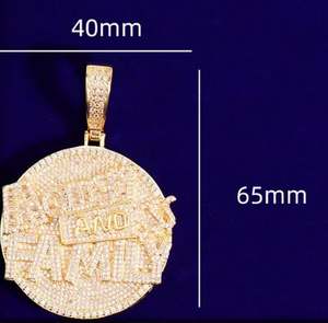 Colgante de edición redonda de lujo Iced Out "Money And Family", joyería de Hip Hop para hombres, collar con colgante helado, regalo de cuerda para él - Product Image 5