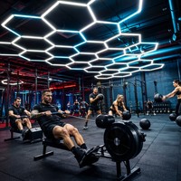 Lámpara de Techo LED Hexagonal Moderna para Gimnasio, Ultra Brillante, Blanca, Decoración de Iluminación Interior para Estudio de Fitness - 8