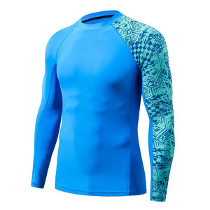 Ropa de entrenamiento Color sólido Hombres Rash Guard con manga larga Diseña tus propios protectores de compresión personalizados para hombres - Product Image 2
