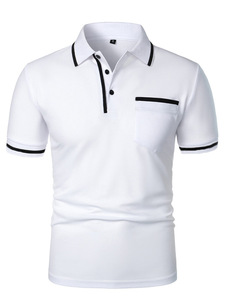 <span class=keywords><strong>Polo</strong></span> Casual da Uomo con Colletto Rialzato, Taglie Forti, Traspirante in Fibra di Acetato, Motivo Tinta Unita o Stampato, Tessuto Jersey - Product Image 1