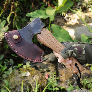 ขวานดามัสกัสเกรดอุตสาหกรรมใบมีดสแตนเลสคุณภาพสูงและที่จับไม้สำหรับตั้งแคมป์กลางแจ้ง - Product Image 5