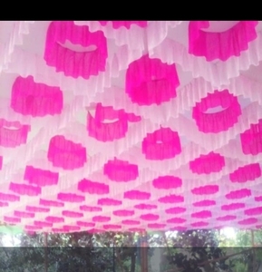 Elegante techo de Festival cortinas decorativas carpa dosel con bordes con volantes para eventos de boda en interiores y exteriores - Product Image 2