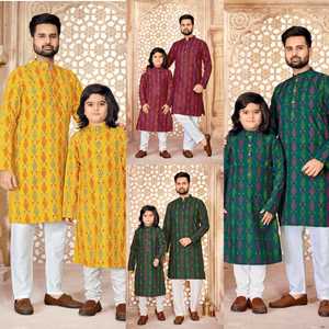 Kurta flammé en coton lourd avec impression multicolore Style Payjama traditionnel pour les fêtes - Product Image 5