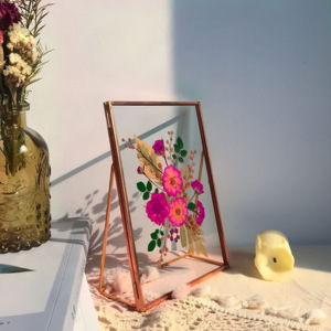 Haute qualité taille personnalisée Double verre support de table en laiton cadre Photo Design classique décor à la maison produit de mariage - Product Image 4