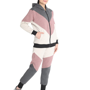 Chándal de mujer de algodón personalizado para mujer, sudaderas con capucha y cremallera de alta calidad, conjunto inferior de 2 piezas, chándal con cremallera para mujer - Product Image 3