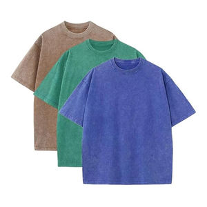T-shirt Streetwear personnalisé délavé à l'acide pour hommes 240 grammes Nouveau design de sonnerie d'impression graphique Hip Hop bleu 100% coton surdimensionné - Product Image 4