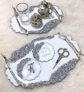 Bandeja de servicio de epoxi de resina hecha a mano CREATE, elementos esenciales de cocina únicos para el hogar, restaurante, Hotel, bandejas decorativas para servir - Product Image 4