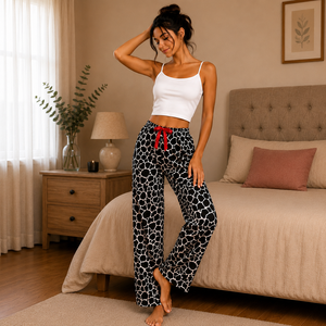 Conjunto de Pijama de Viscosa Satinada para Mujer, Pierna Ancha, Cintura Elástica, Transpirable, con Logotipo Frontal, Hecho en Turquía, Ropa de Dormir Personalizada, Venta al Por Mayor OEM - Product Image 6