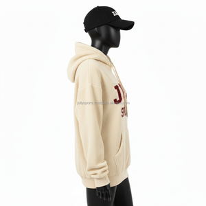 Sudadera con capucha para mujer, tejido polar de 300 g/m², color beige cálido, bordado con logotipo personalizado, estilo urbano, sudaderas básicas para mujer - Product Image 3