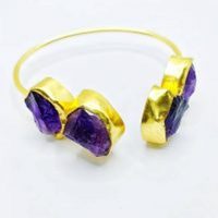 Brazalete de Latón Chapado en Oro con Incrustaciones Geométricas de Granate, Estilo Vintage, Joyería Unisex para Bodas