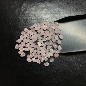 Vivaaz Gems Haute Qualité IGI Certifié 8x12mm Quartz Rose Naturel Rose Quartz Lisse Poire Cabochon Gemme Calibré Lâche - Product Image 1