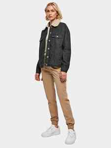 Chaqueta de mezclilla OEM para mujer Schwarz personalizada de gran tamaño con cierre de botón con forro Sherpa diseñada para mujer para la comodidad de todas las estaciones - Product Image 6