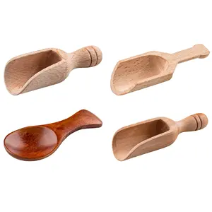Wood scoop spoon Candy Sugar Condiment Tea Coffee Wood Spoons Teaspoon for kitchenware and restaurants use
