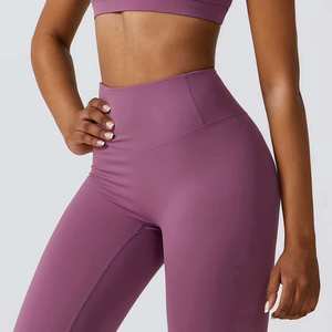 Women Mid Waist Solid <b>Fleece</b> <b>Lined</b> Thermal Breathable Spandex/Nylon Yoga <b>Leggings</b> Thick Winter Warm Pants Elastic Waist Online - Product Image 4