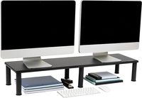Supports de moniteur doubles en bois de luxe réglables en hauteur (3,25"-6,5") - Modèle 388L Noir - Dimensions L980*D280mm