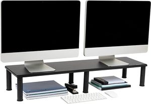 Adjustable <b>Wood</b> Luxury Dual <b>Monitor</b> Risers with Adjustable Height 3.25"-6.5" - Product Image 2