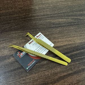 Pince à épiler pour extensions de cils en acier inoxydable doré mat, lisse, incurvée, précise, durable, outil de beauté, impression de logo personnalisée, service OEM - Product Image 3