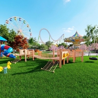 Équipements d'amusement municipaux en bois, installations de parc d'attractions, sentiers en corde multi-niveaux, passerelles d'équilibre, pont en corde