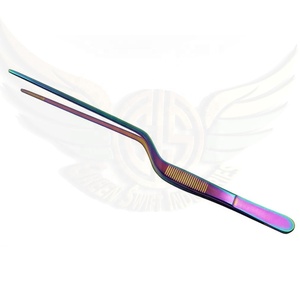 แหนบเคลือบโลหะสีดำด้าน8นิ้ว20ซม. คีบทำอาหารแบบตรงสำหรับเตรียมอาหารในครัว - Product Image 4