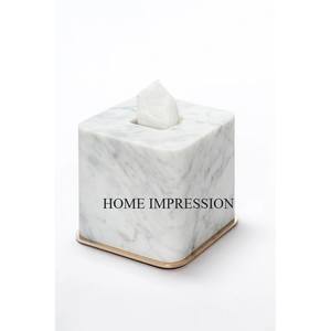 Haute sur demande boîte à mouchoirs de forme carrée salle de bain salon personnalisé couleur blanche ensembles de mouchoirs en marbre cadeau boîte à serviettes accessoire - Product Image 2