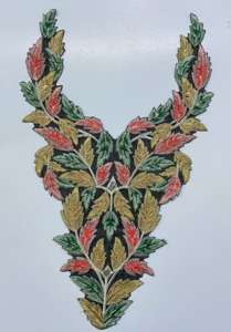 Patch de cou en dentelle filet classique Zari Sequin Design brodé à coudre pour vêtements indiens pour Lehenga Choli Saree Blouse Textiles de maison - Product Image 4