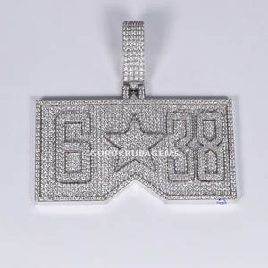 Pendentif Hip Hop exclusif en or blanc 14KT surélevé avec un diamant de coupe rond cultivé en laboratoire avec une clarté VVS améliorée - Product Image 1