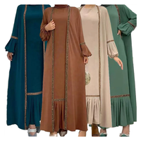 Robe longue kaftan arabe élégante et décontractée à rayures imprimées numériquement, sans couture, à manches longues, en mousseline, abaya faite à la main pour adultes, vente en gros Inde