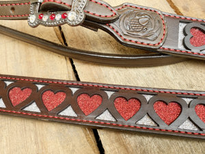 Western Genuine Leather Silver Studded Conchos Headstall Breast Collar 100% Top Quality Tack Set - Product Image 3
