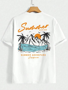 T-shirt pour homme en coton, ample, tendance, vêtements de sport, hauts d'été surdimensionnés, Summer Set Off Again Adventure California - Product Image 5
