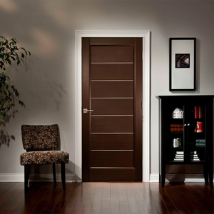 Porte en WPC avec placage en bois personnalisé en usine, avec bande métallique, portes intérieures pour maisons, portes composites pour pièces, modèles modernes - Product Image 3