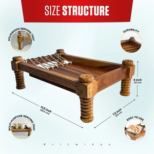 ถาดไม้คัทยาแบบพรีเมียม ถาดเสิร์ฟขนาดเล็กสำหรับชา ผลไม้อบแห้ง - งานฝีมือ ผลิตจากวัสดุธรรมชาติ เป็นมิตรกับสิ่งแวดล้อม เหมาะสำหรับงานแต่งงาน งานดีวาลี และตกแต่งบ้าน - Product Image 3