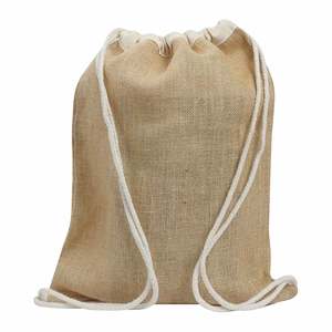 PKB13 Natural Burlap <b>Backpack</b> Large Jute <b>Drawstring</b> Bag for Daily Use Advertising Sports Fashion Travel Portable Carton Bag Gift - Product Image 1