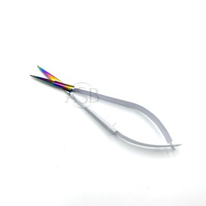 Blanc arc-en-ciel en acier inoxydable russe manucure cils sourcil Double Action droite lame incurvée ciseaux à ressort - Product Image 1